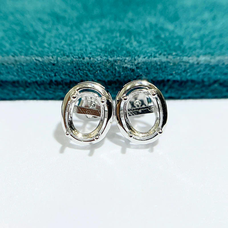 Oval 3×4 mm / 6×8 mm S925 Sterling Silver Earring Setting, Unset