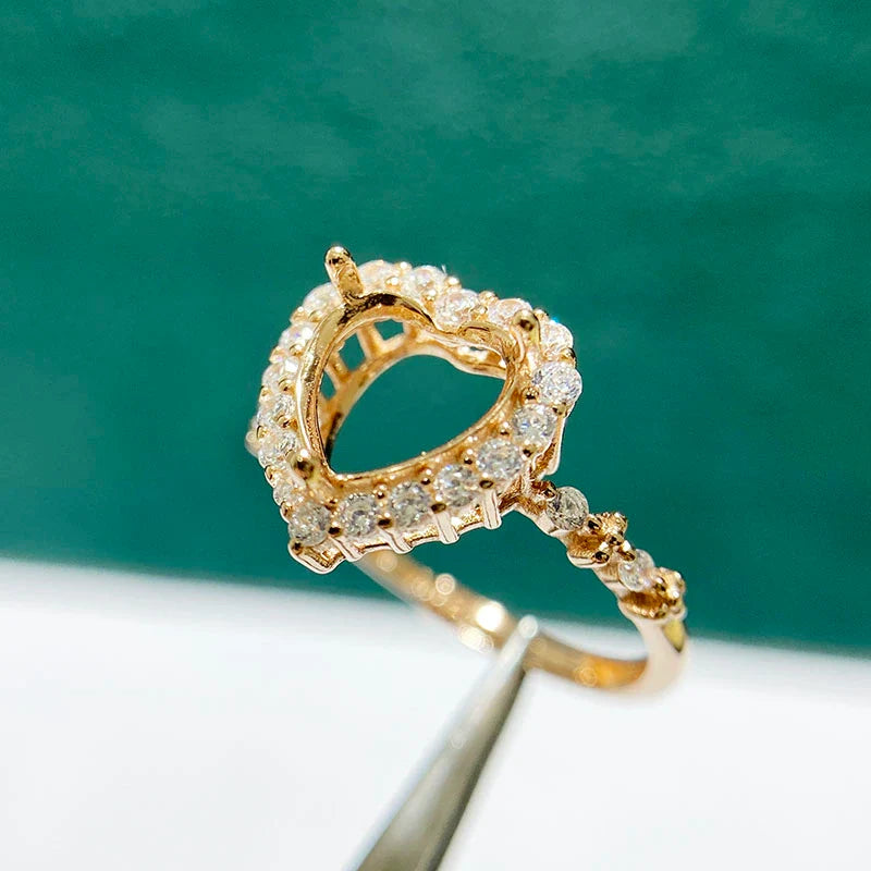 Heart 8×8 mm S925 Sterling Silver Ring Setting, Adjustable, Unset, Fashion Style