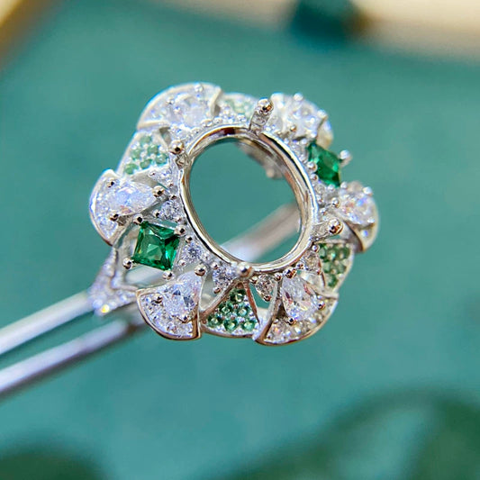 8×10mm Oval Adjustable S925 Silver Ring Pendant Setting