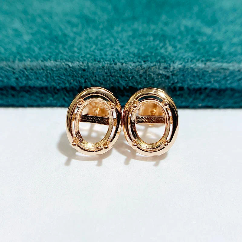 Oval 3×4 mm / 6×8 mm S925 Sterling Silver Earring Setting, Unset