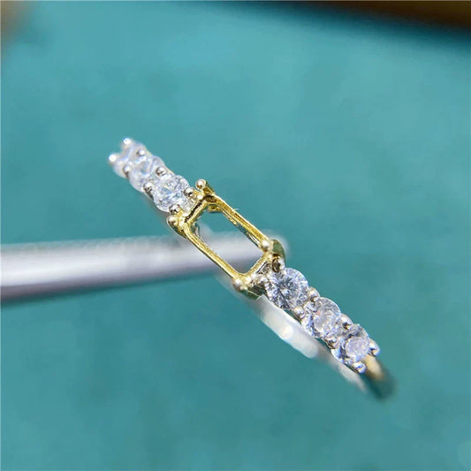 S925 Sterling Silver Square 3×5 mm Ring Setting for DIY Jewelry Making