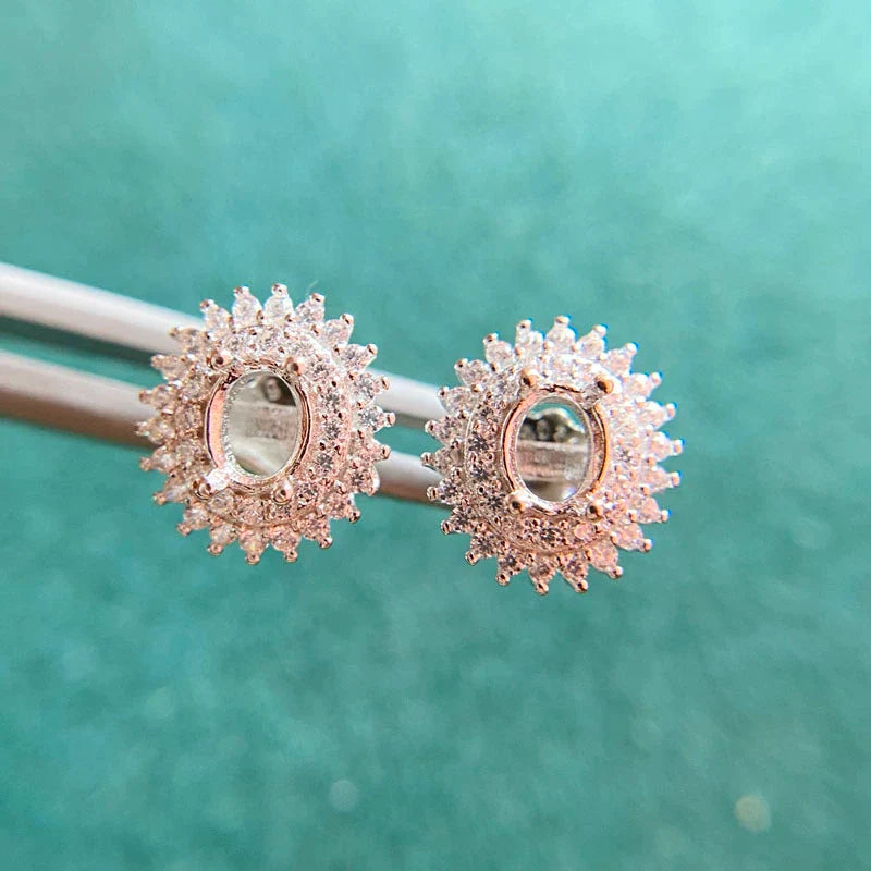 Oval 3×4 mm / 4×5 mm S925 Sterling Silver, 18K Gold Plated Earring Setting, Unset