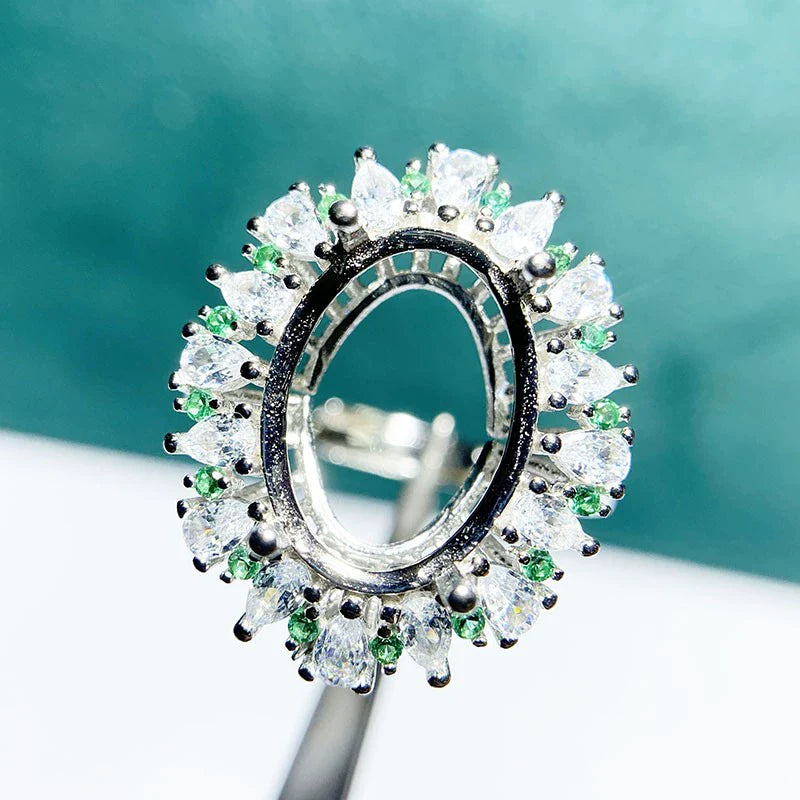 Oval 10×14 mm / 12×16 mm S925 Sterling Silver Ring Setting, Adjustable, Unset, For Women