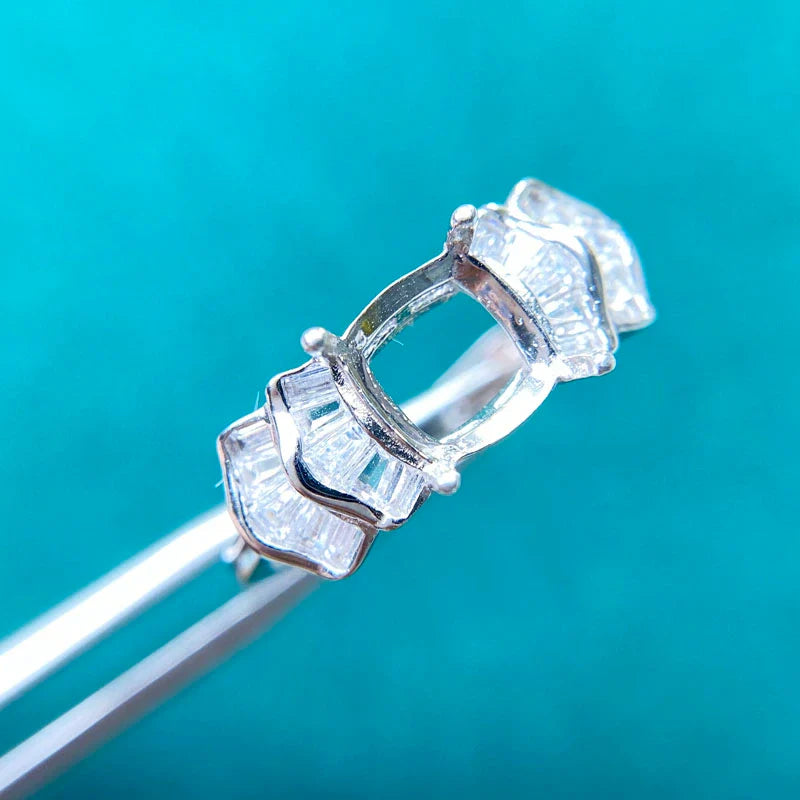 Square S925 Sterling Silver, 18K Gold Plated Ring Setting, Unset, For Women