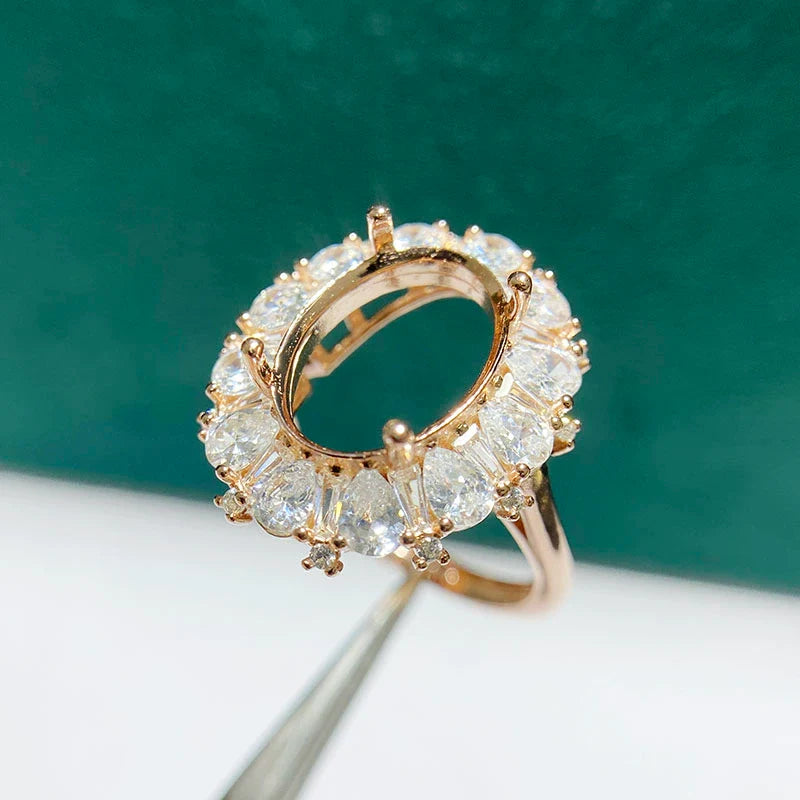 Oval 10×14 mm / 12×16 mm S925 Sterling Silver Ring Setting, Adjustable, Unset, For Women