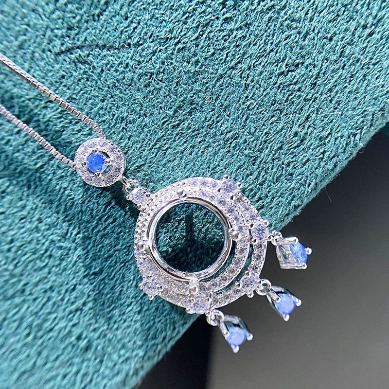 S925 Sterling Silver, 18K Gold Plated Pendant Setting, Unset, For Women