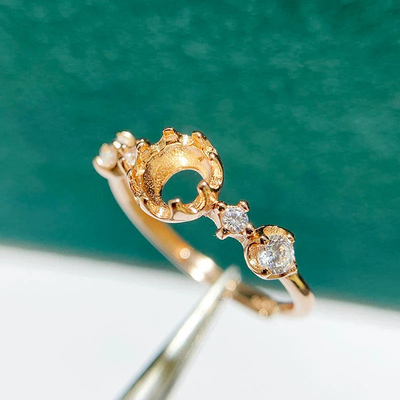 5×5 mm S925 Sterling Silver Ring Setting, Adjustable, Unset