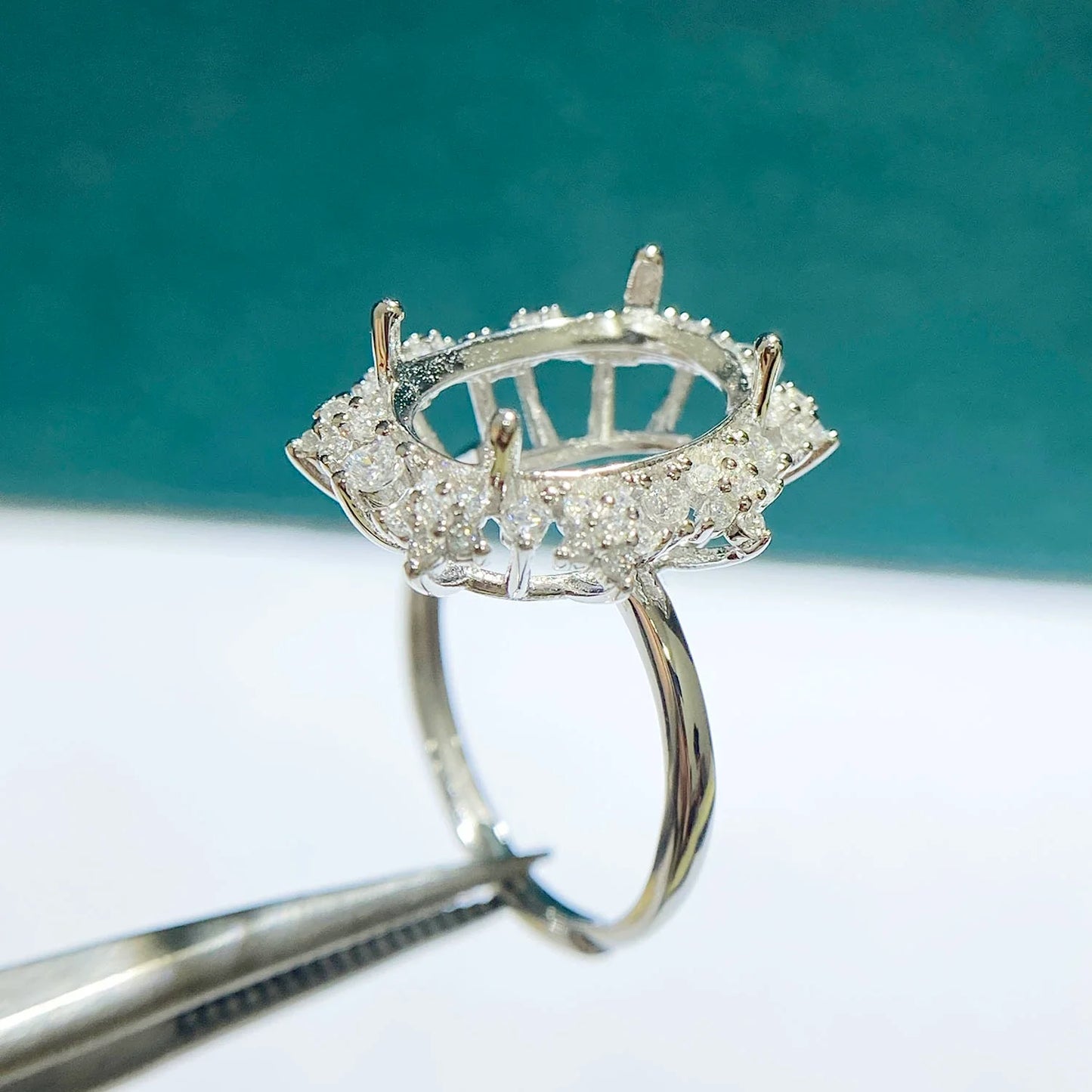 Oval 10×14 mm S925 Sterling Silver Ring Setting, Adjustable, Unset, For Women, Vintage Style