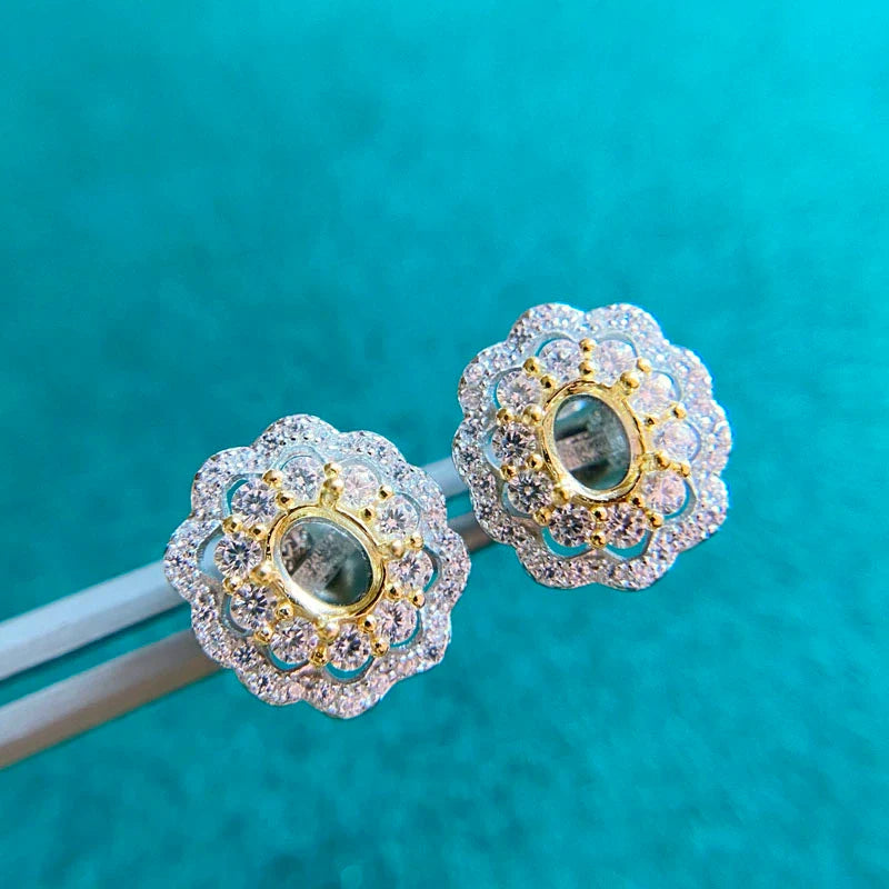 Oval 3×4 mm / 4×5 mm S925 Sterling Silver, 18K Gold Plated Earring Setting, Unset