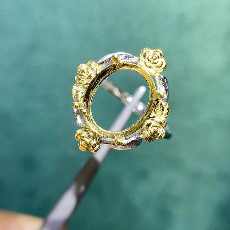 Oval 10×12 mm S925 Sterling Silver Ring Setting, Adjustable, Unset, For Women