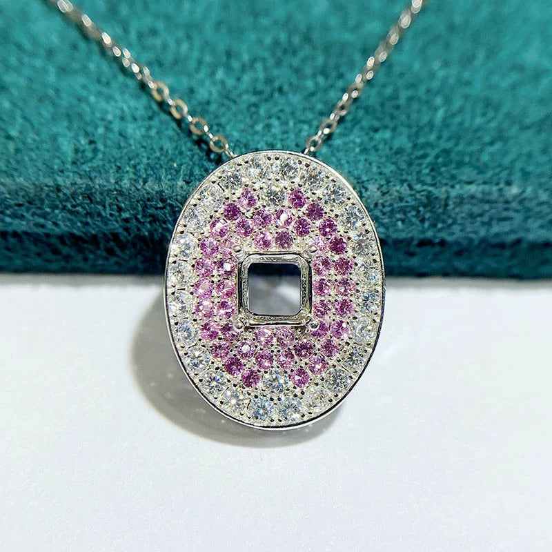 S925 Sterling Silver Square 5×5 mm Pendant Setting for DIY Jewelry Making