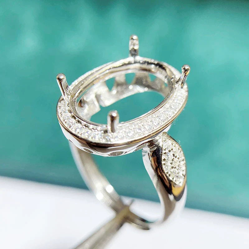 Oval 10×14 mm / 12×16 mm S925 Sterling Silver Ring Setting, Adjustable, Unset, For Women