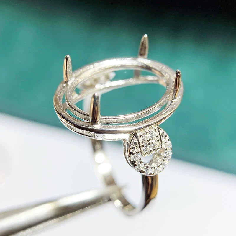 Oval 10×14 mm / 12×16 mm S925 Sterling Silver Ring Setting, Adjustable, Unset, For Women