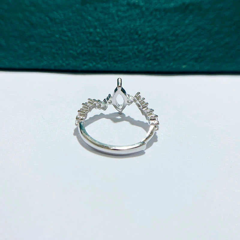 Marquise 4×8 mm S925 Sterling Silver Ring Setting, Adjustable, Unset, For Women