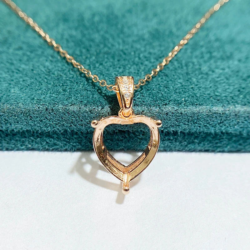 Heart S925 Sterling Silver Pendant Setting, Unset