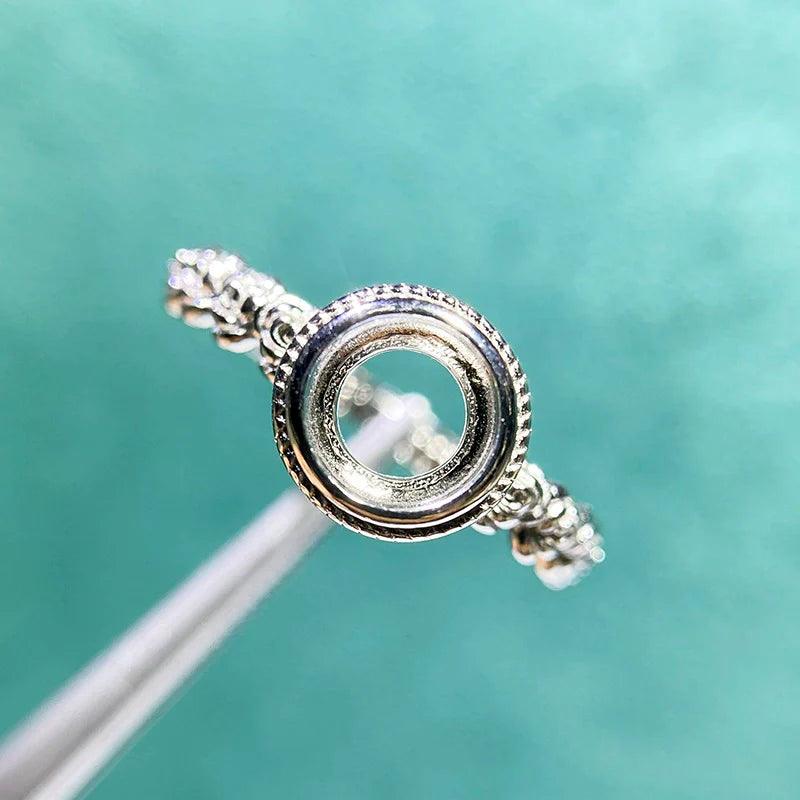 S925 Sterling Silver Round 6×6 mm, 4×4 mm, 6 mm, 4 mm Ring Setting for DIY Jewelry Making