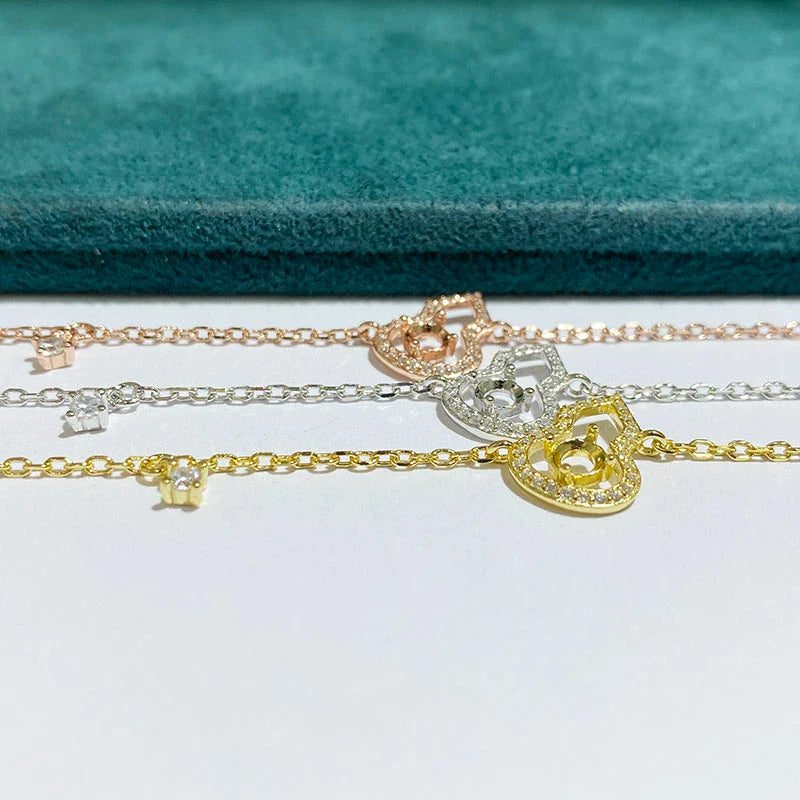 Gourd 4×4 mm S925 Sterling Silver Jewelry Setting, Unset, For Women