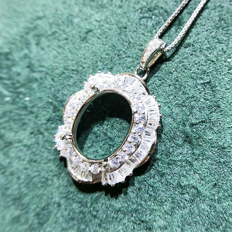 6×8 / 8×10 / 9×11 / 11×13mm Oval S925 Silver Pendant Setting for Gemstone Mounting