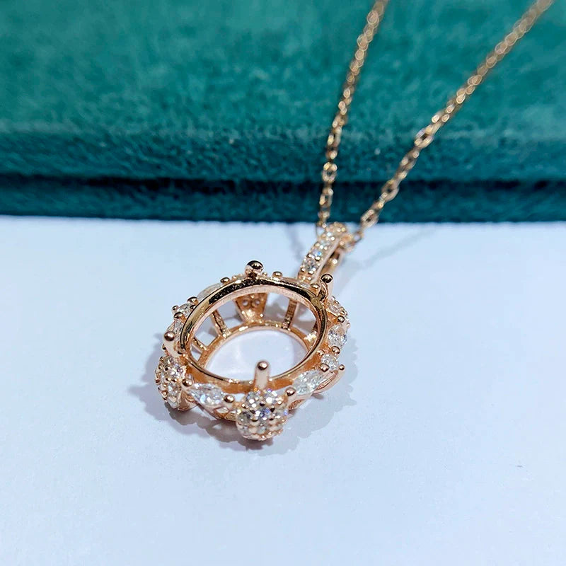 Oval 10×12 mm S925 Sterling Silver Jewelry Setting Set, Ring / Pendant, Unset, For Women, Fashion Style