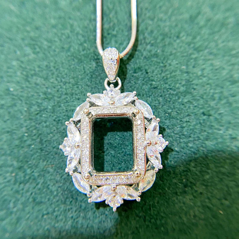 Rectangle 8×10 mm S925 Sterling Silver, 18K Gold Plated Ring Setting, Adjustable, Unset, For Women