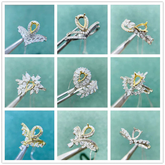 S925 Sterling Silver Pear 4×6 mm Ring Setting for DIY Jewelry Making