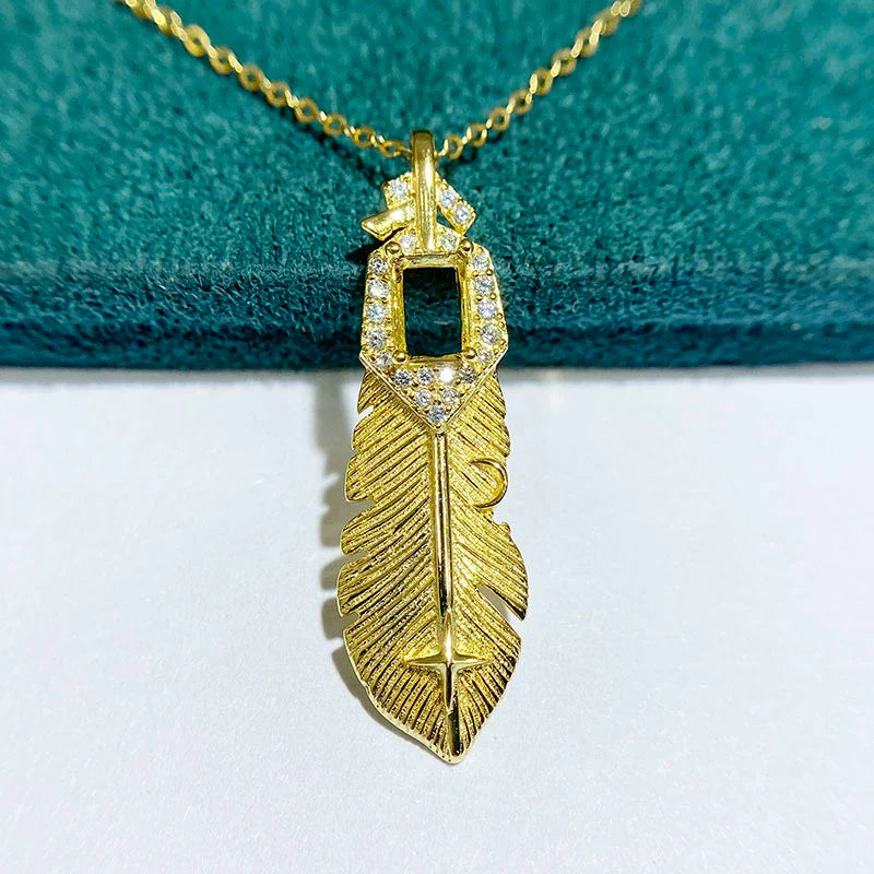 Rectangle 4×6 mm S925 Sterling Silver Pendant Setting, Unset, For Women, Vintage Style