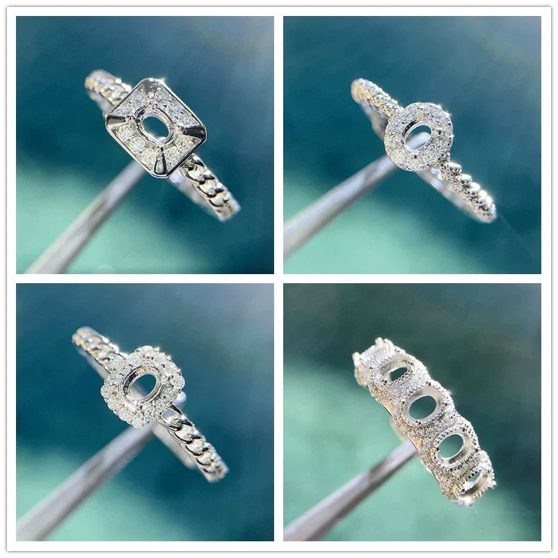 Oval 3×4 mm S925 Sterling Silver Ring Setting, Unset Mount, For Women