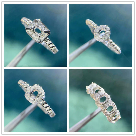 Oval 3×4 mm S925 Sterling Silver Ring Setting, Unset Mount, For Women