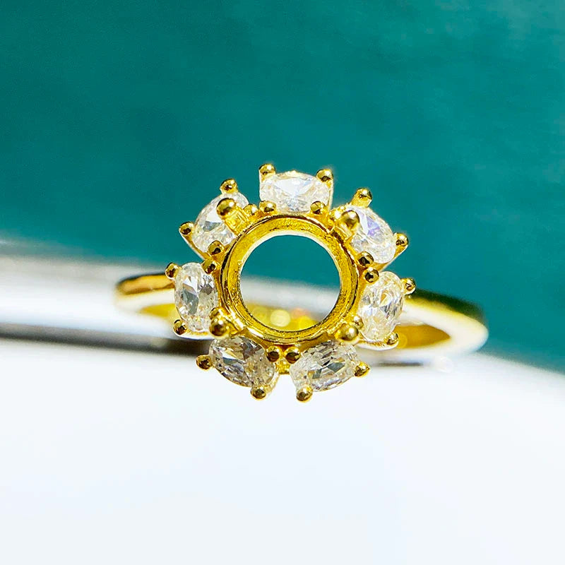 Round 6 mm S925 Sterling Silver Earring Settings, Unset Mount, For Women