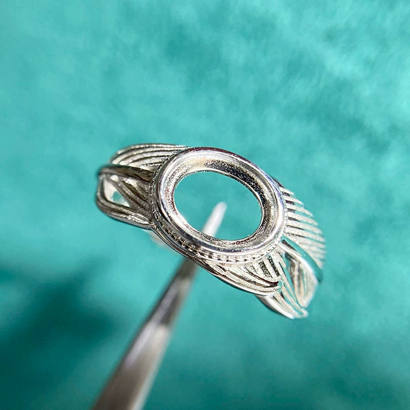 6×8mm Oval S925 Silver Adjustable Ring Setting for Gemstone Mounting