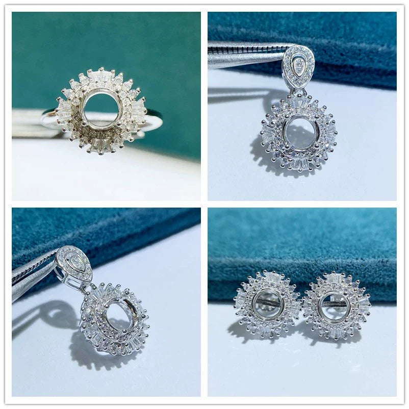 Round 6 mm / 8 mm / 10 mm S925 Sterling Silver Ring Setting, Unset Mount, For Women