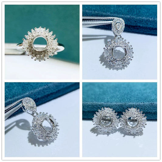 Round 6 mm / 8 mm / 10 mm S925 Sterling Silver Ring Setting, Unset Mount, For Women