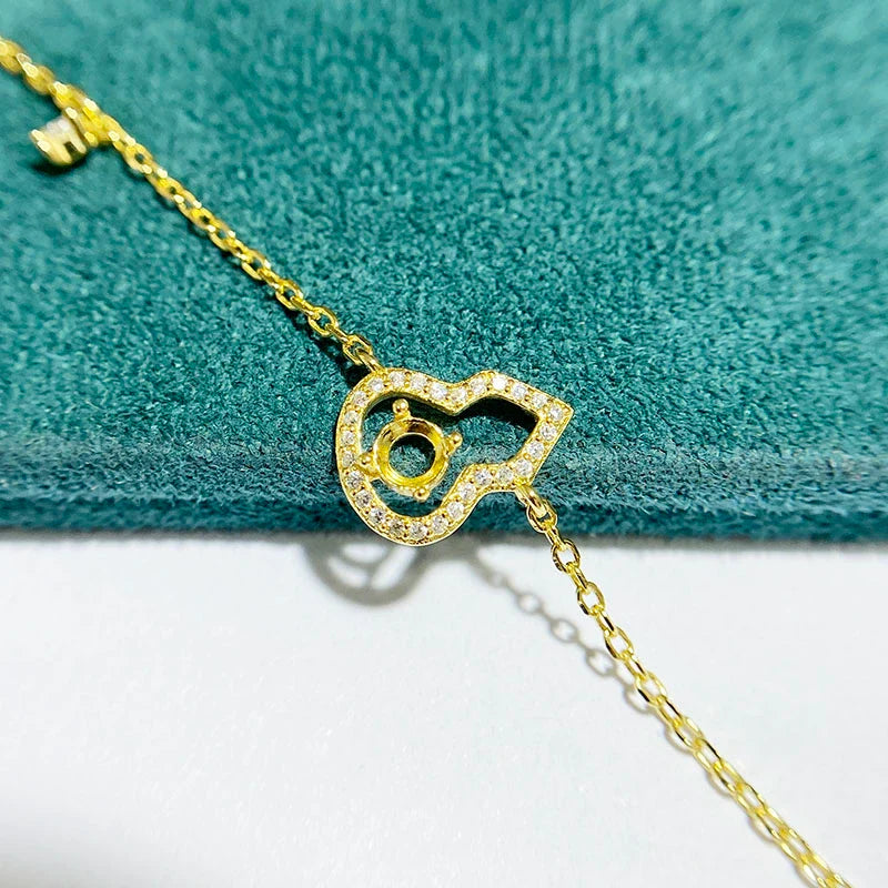 Gourd 4×4 mm S925 Sterling Silver Jewelry Setting, Unset, For Women