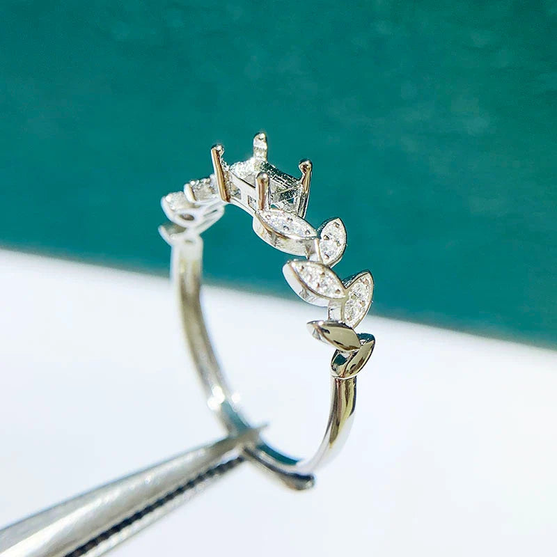 Octagon 3×5 mm / 4×6 mm / 5×7 mm / 6×8 mm Ring Mount, S925 Sterling Silver, Adjustable, Small Octagon Design, for Women