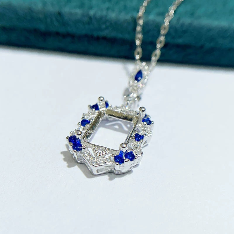 Rectangle 7×9 mm Pendant Base, S925 Sterling Silver, Unset, for Women