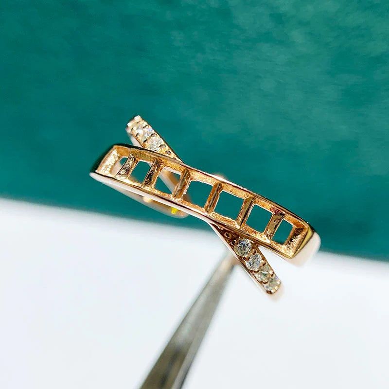 Square S925 Sterling Silver Ring Setting, Adjustable, Unset, For Women