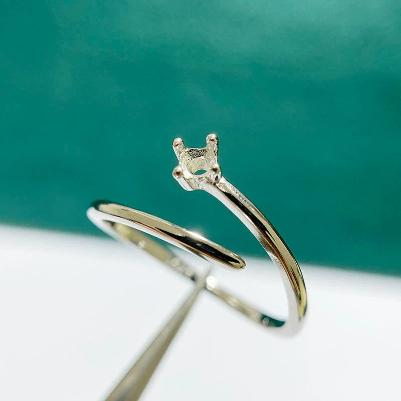 S925 Sterling Silver Ring Setting, Adjustable, Unset, For Women, Fashion Style