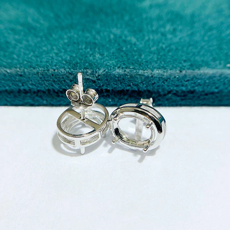 Oval 3×4 mm / 6×8 mm S925 Sterling Silver Earring Setting, Unset