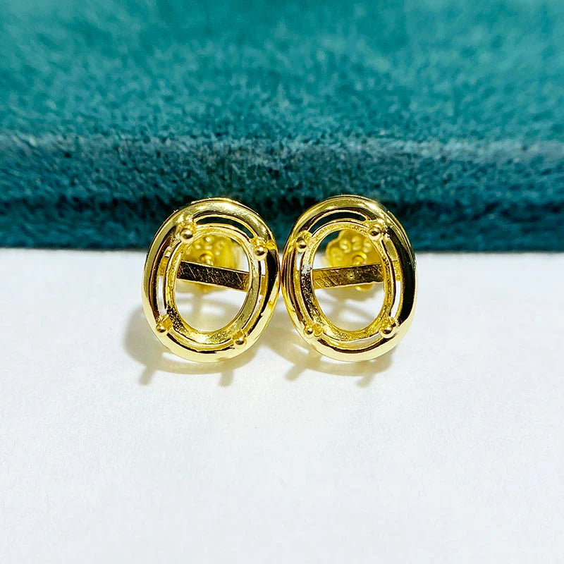 Oval 3×4 mm / 6×8 mm S925 Sterling Silver Earring Setting, Unset