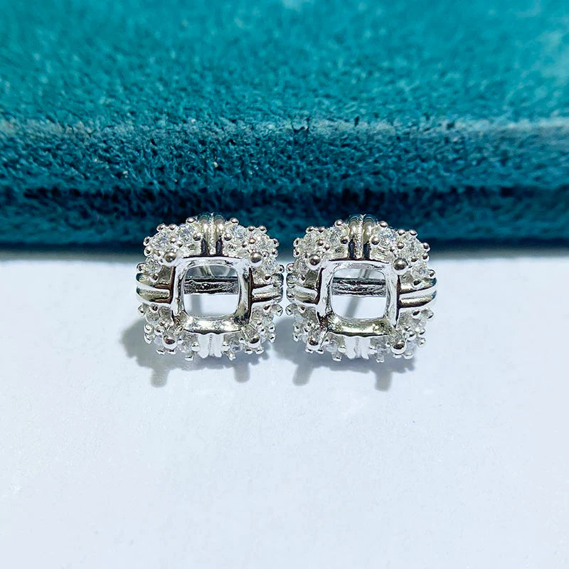 Cushion 5×5 mm S925 Sterling Silver, 18K Gold Plated Ring Setting, Unset