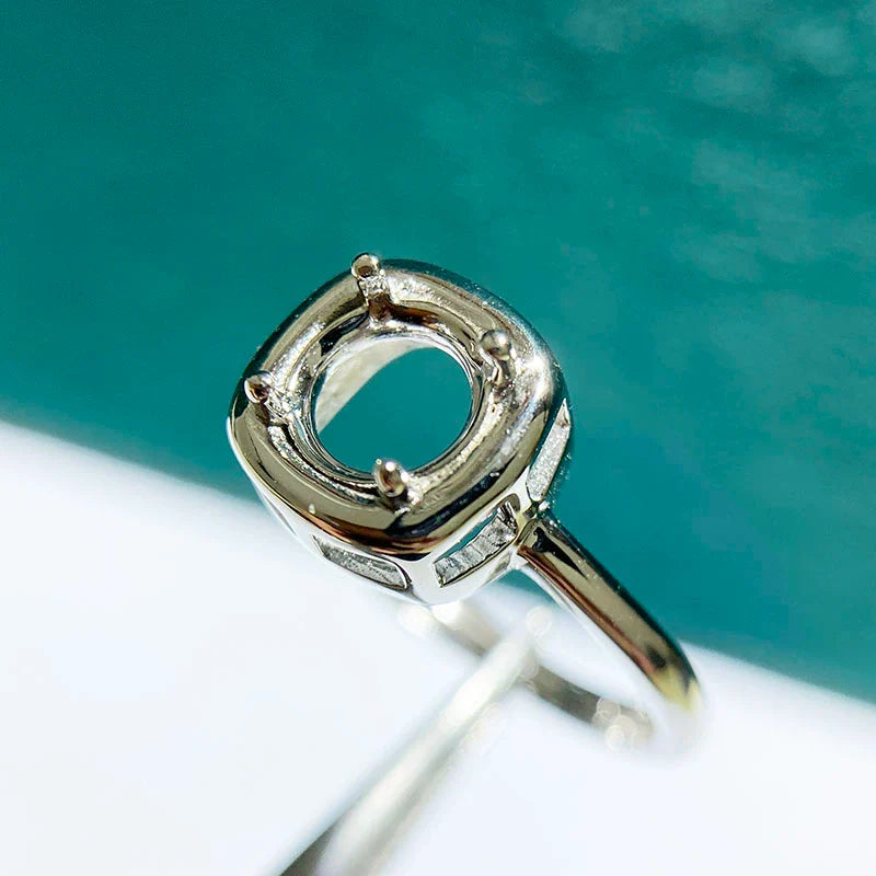 Round 6×6 mm S925 Sterling Silver Ring Setting, Unset Mount, For Women