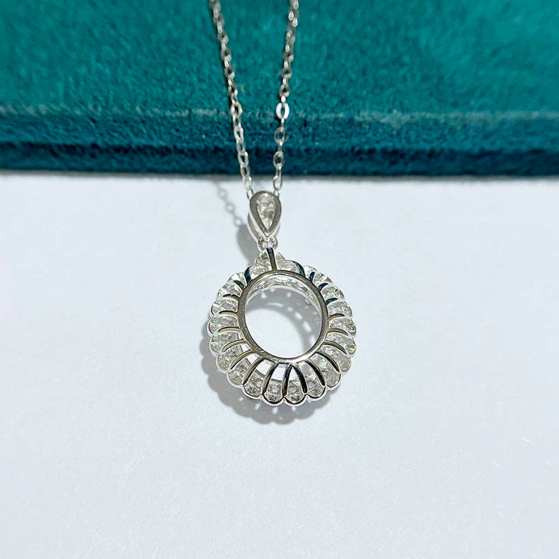 Oval 10×12 mm S925 Sterling Silver Pendant Setting, Unset, For Women, Vintage Style