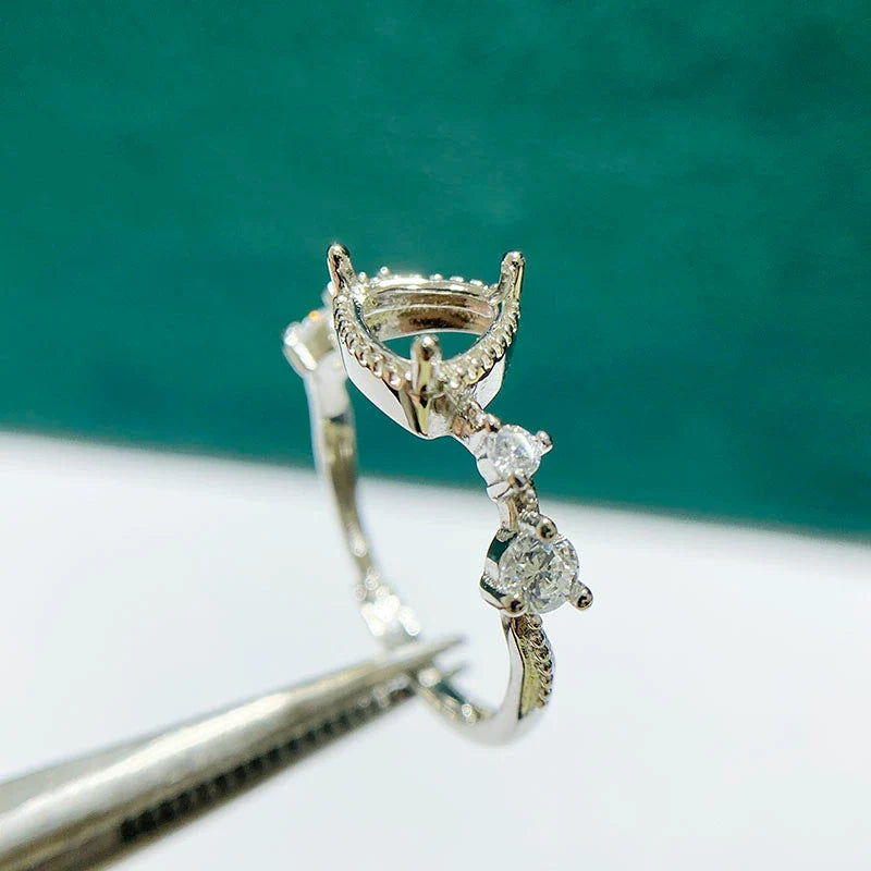 Triangle 6×6 mm S925 Sterling Silver Ring Setting, Adjustable, Unset