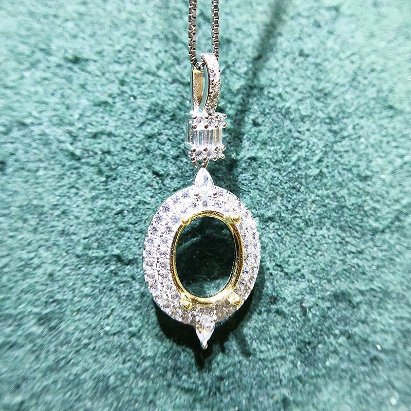 6×8 / 8×10 / 9×11 / 11×13mm Oval S925 Silver Pendant Setting for Gemstone Mounting