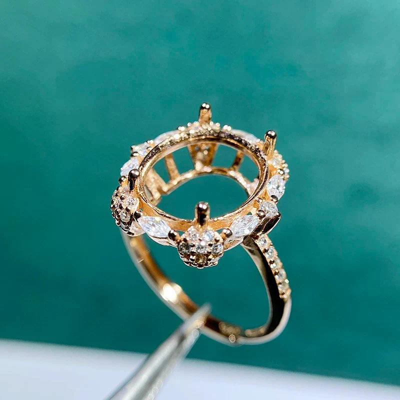 Oval 10×12 mm S925 Sterling Silver Jewelry Setting Set, Ring / Pendant, Unset, For Women, Fashion Style