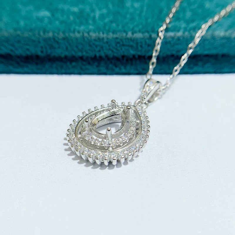 Pear 6×8 mm S925 Sterling Silver Pendant Setting, Unset, Fashion Style, Light Luxury