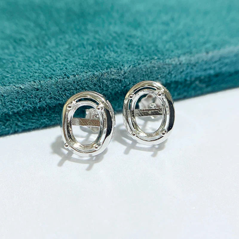 Oval 3×4 mm / 6×8 mm S925 Sterling Silver Earring Setting, Unset
