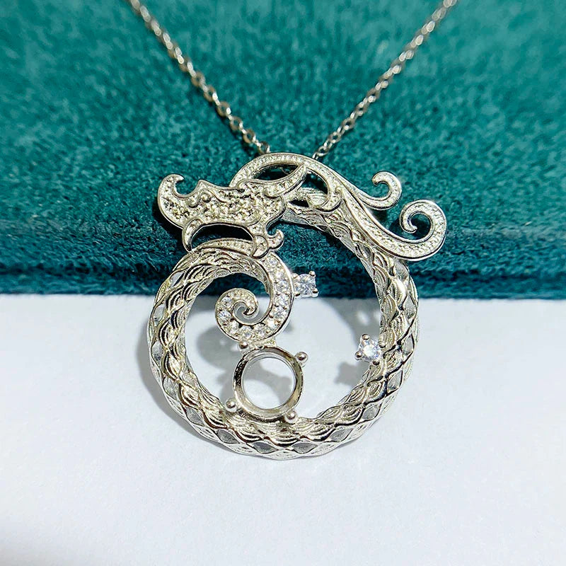 Round 6×6 mm S925 Sterling Silver Pendant Setting, Unset, Vintage Style