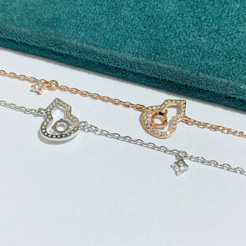 Gourd 4×4 mm S925 Sterling Silver Jewelry Setting, Unset, For Women