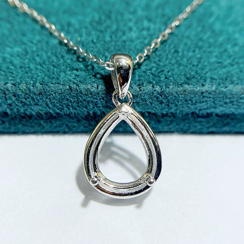 Pear 8×10 mm S925 Sterling Silver Pendant Setting, Unset